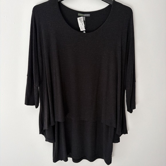 Shannon Passero Tops - Shannon Passero Medium Black Fine Stripe Layered Jersey Tunic Dress Top NWT